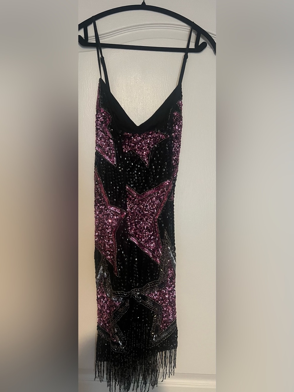 Nasty Gal Black and Purple Sequin Fringe Slip Dress - Picture 2 of 3